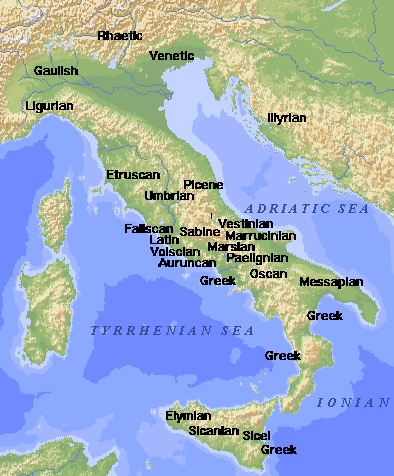 Karte von antiken Sprachen Italiens